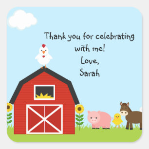 Cuadrada Pegatina cuadrado de Barnyard Buddies