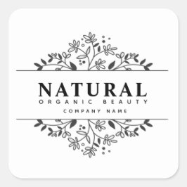 Cuadrada Pegatina cuadrado de belleza orgánica floral y cos