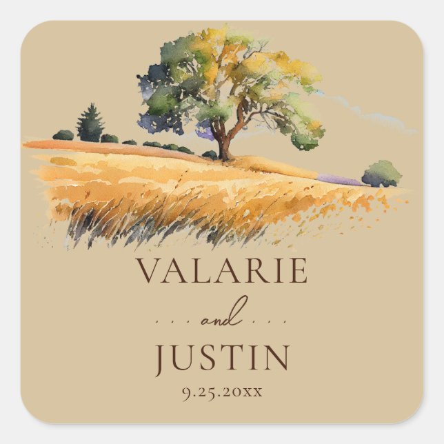 Cuadrada Pegatina cuadrado de Boda al aire libre (Anverso)