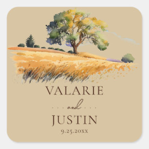 Cuadrada Pegatina cuadrado de Boda al aire libre