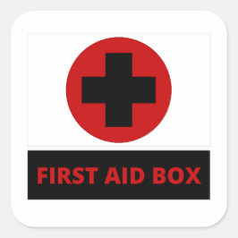 Cuadrada Pegatina cuadrado de caja de primeros auxilios