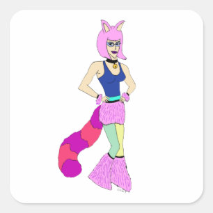 Cuadrada pegatina cuadrado de catgirl