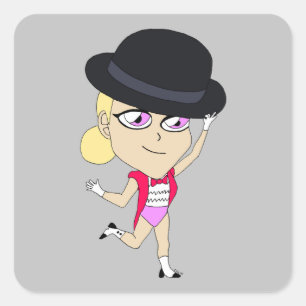 Cuadrada pegatina cuadrado de chibi