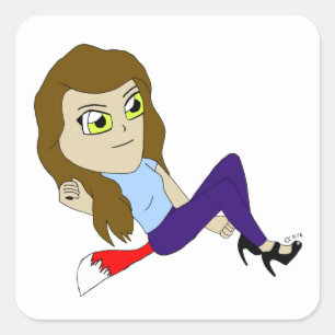 Cuadrada pegatina cuadrado de chibi foxy chica