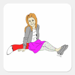 Cuadrada pegatina cuadrado de chica foxy