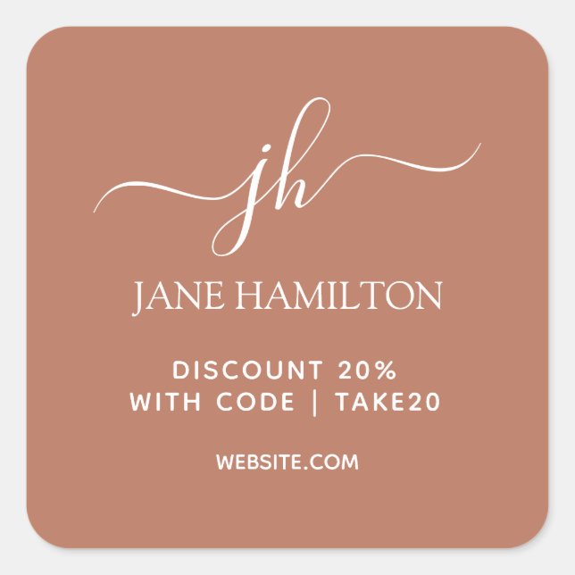 Cuadrada Pegatina cuadrado de código de descuento del sella (Anverso)