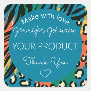 Cuadrada Pegatina cuadrado de color azul de impresión anima