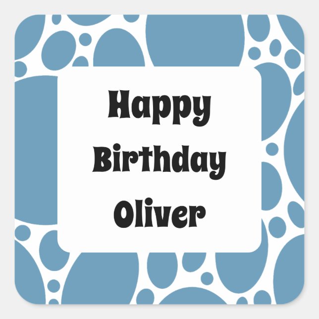 Cuadrada Pegatina cuadrado de cumpleaños feliz (Anverso)