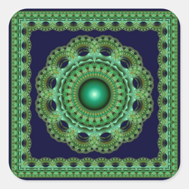 Cuadrada Pegatina cuadrado de decoración fractal de hadas d (Anverso)