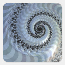 Pegatina cuadrado de elegancia espiral fractal
