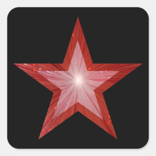 Cuadrada Pegatina cuadrado de Estrella Roja negro