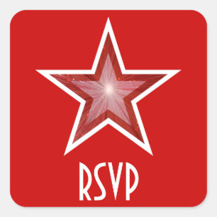 Cuadrada Pegatina cuadrado de Estrella Roja RSVP rojo
