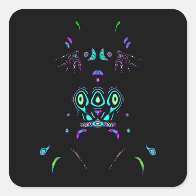 Cuadrada Pegatina cuadrado de fluo tribal v2 (Anverso)