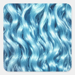 Cuadrada Pegatina cuadrado de fondo del pelo azul