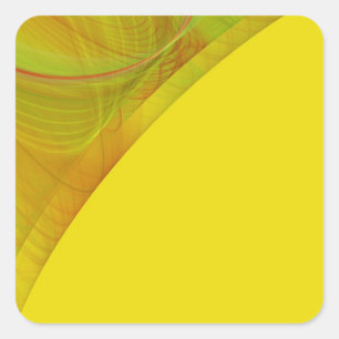 Cuadrada Pegatina cuadrado de fondo fractal amarillo