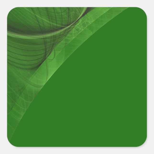 Cuadrada Pegatina cuadrado de fondo fractal verde (Anverso)