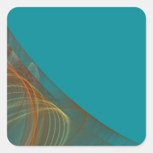 Cuadrada Pegatina cuadrado de fondo fractal verde azulado