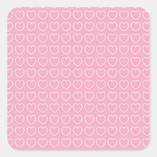 Cuadrada Pegatina cuadrado de fondo rosado del corazón