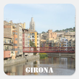 Cuadrada Pegatina cuadrado de Girona (Gerona)