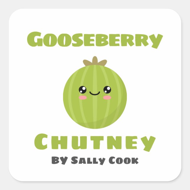 Cuadrada Pegatina cuadrado de Gooseberry chutney (Anverso)