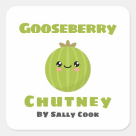 Cuadrada Pegatina cuadrado de Gooseberry chutney