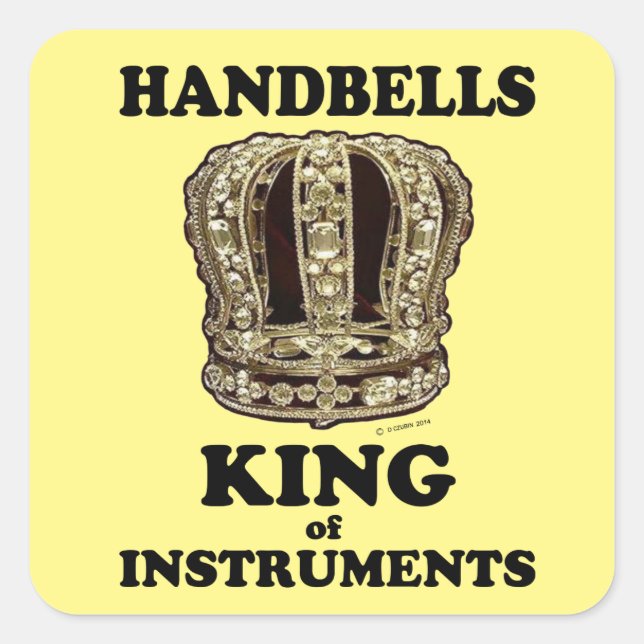 Cuadrada Pegatina cuadrado de Handbell King de Instrumentos (Anverso)
