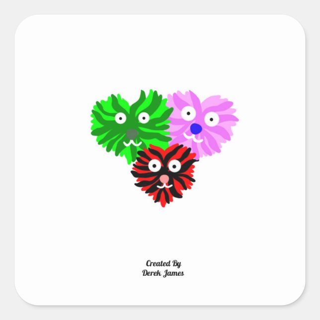 Cuadrada Pegatina cuadrado de Heart Fuzzies (Anverso)