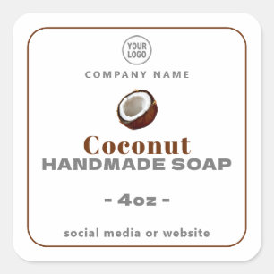 Cuadrada Pegatina Cuadrado de jabón artesanal de coco