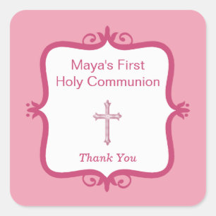 Cuadrada Pegatina cuadrado de la cruz rosa