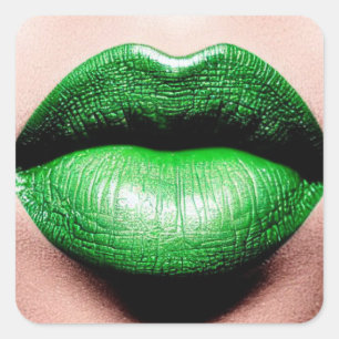 Cuadrada Pegatina cuadrado de lápiz labial verde