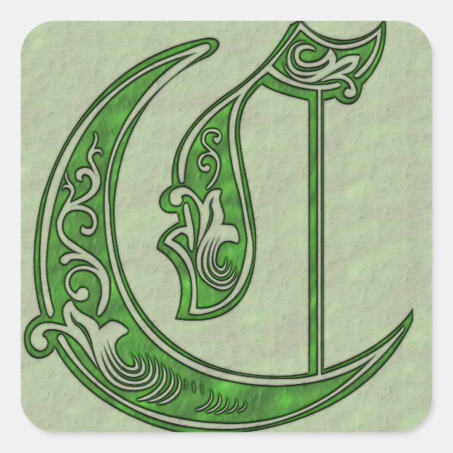 Cuadrada Pegatina cuadrado de letra C (Anverso)