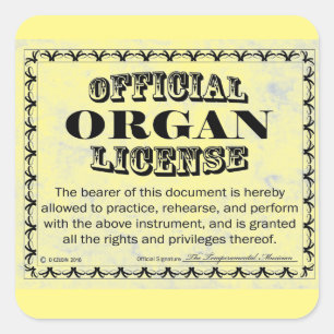 Cuadrada Pegatina cuadrado de licencia de órganos