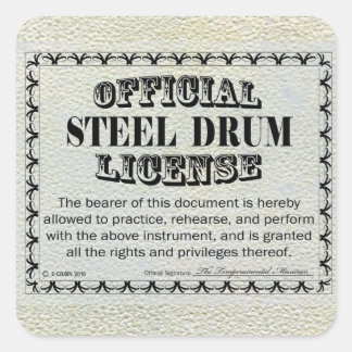 Cuadrada Pegatina cuadrado de licencia de tambor de acero