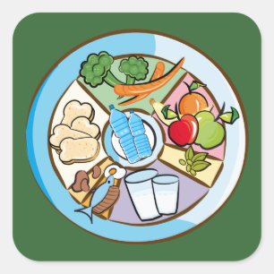 Cuadrada Pegatina cuadrado de los grupos de alimentos