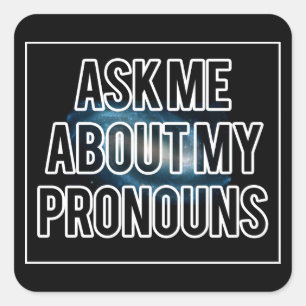 Cuadrada Pegatina cuadrado de los pronombres de la galaxia