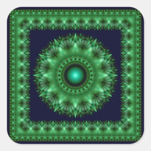 Cuadrada Pegatina cuadrado de mandala brillante con radiaci