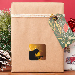 Cuadrada Pegatina cuadrado de músico de rock guitariano