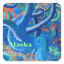 Pegatina cuadrado de Octopacifica _ALASKA