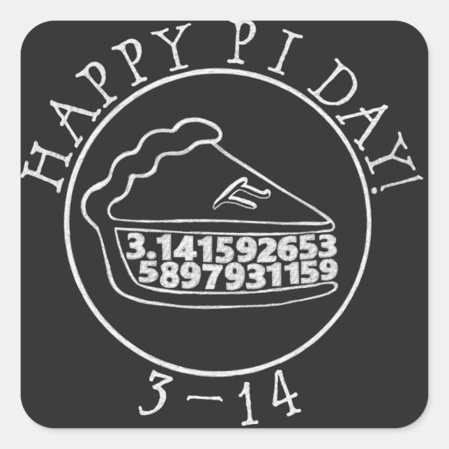 Cuadrada Pegatina cuadrado de pastel de pizarra feliz día d (Anverso)