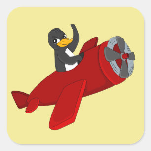 Cuadrada Pegatina cuadrado de personalizado de pingüino vol