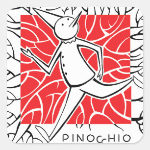 Cuadrada pegatina cuadrado de puntitos de Pinocho