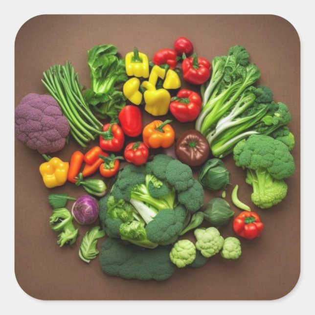 Cuadrada Pegatina cuadrado de verduras (Anverso)