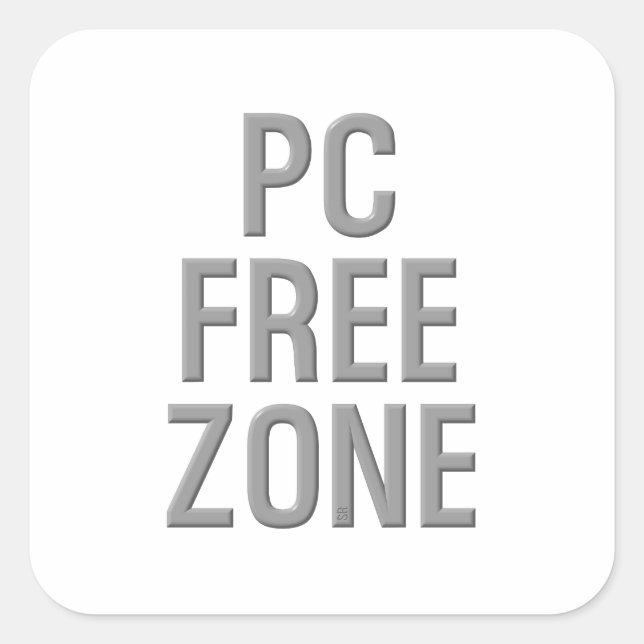 Cuadrada PEGATINA cuadrado de zona libre de PC (Anverso)