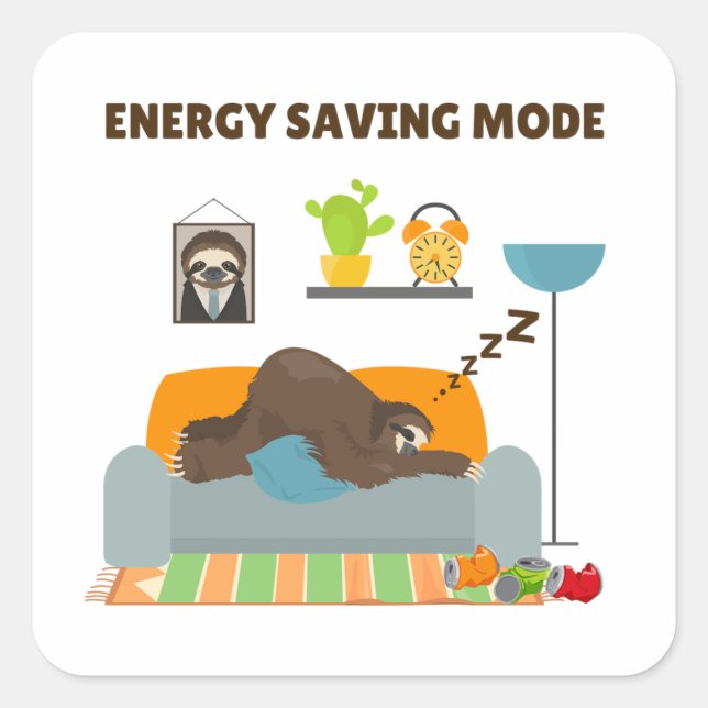 Cuadrada Pegatina cuadrado del modo de ahorro de energía (Anverso)