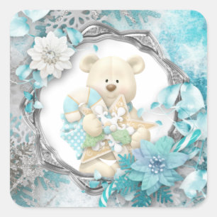 Cuadrada Pegatina cuadrado del oso de peluche