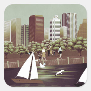 Cuadrada Pegatina cuadrado del paisaje urbano