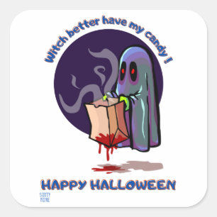 Cuadrada pegatina cuadrado divertido "HAPPY HALLOWEEN 2"