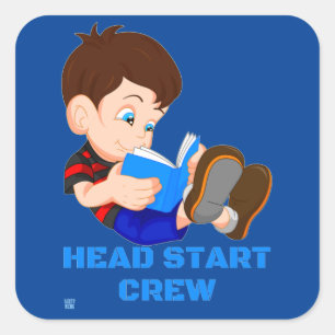 Cuadrada pegatina cuadrado divertido "HEAD START CREW"