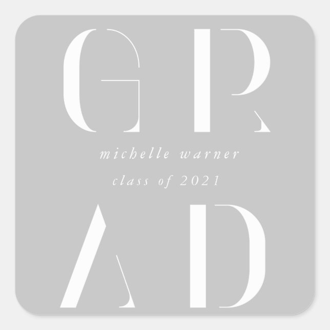 Cuadrada pegatina cuadrado elegante y moderno de graduación (Anverso)