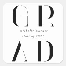 pegatina cuadrado elegante y moderno de graduación